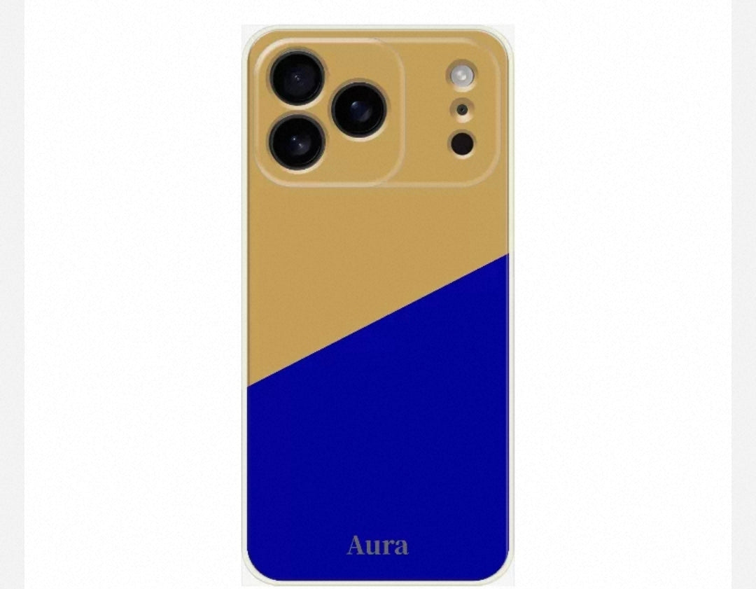 Aura frosted phone case gold and blue (IPhone)