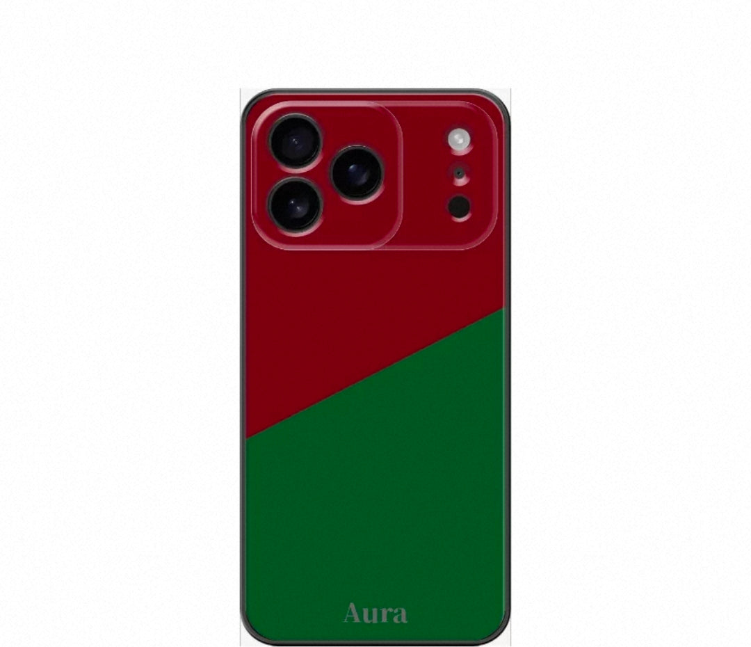 Aura frosted phone case red and forest green (IPhone)
